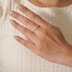 1.38 Carat Round Natural Diamond Half Eternity Stacking Band, 14k Yellow Gold