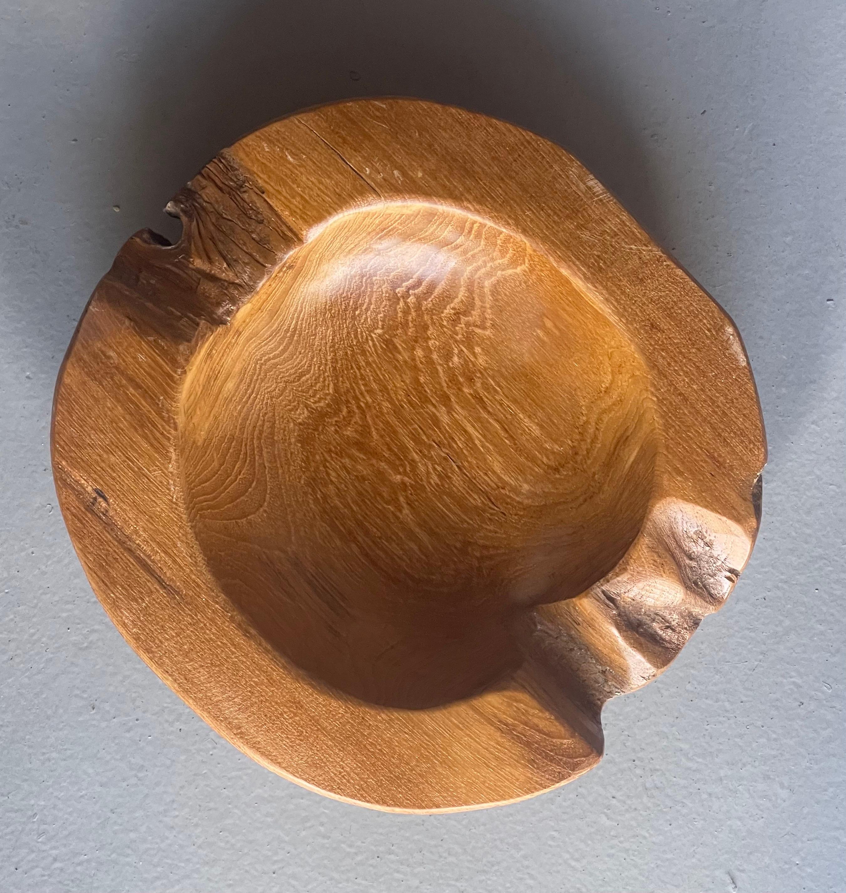 20th Century Round Natural Freeform Teak Bowl For Sale