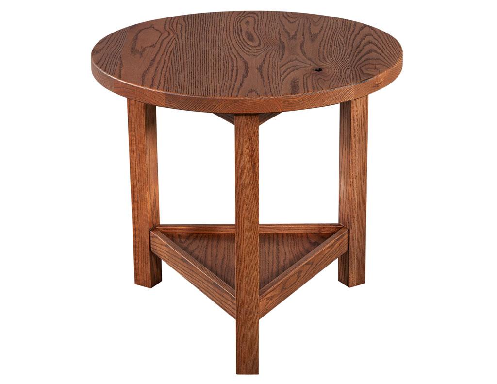 American Round Natural Oak Side Table by Ellen Degeneres Forge Side Table For Sale