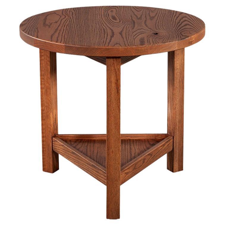Round Natural Oak Side Table by Ellen Degeneres Forge Side Table For Sale