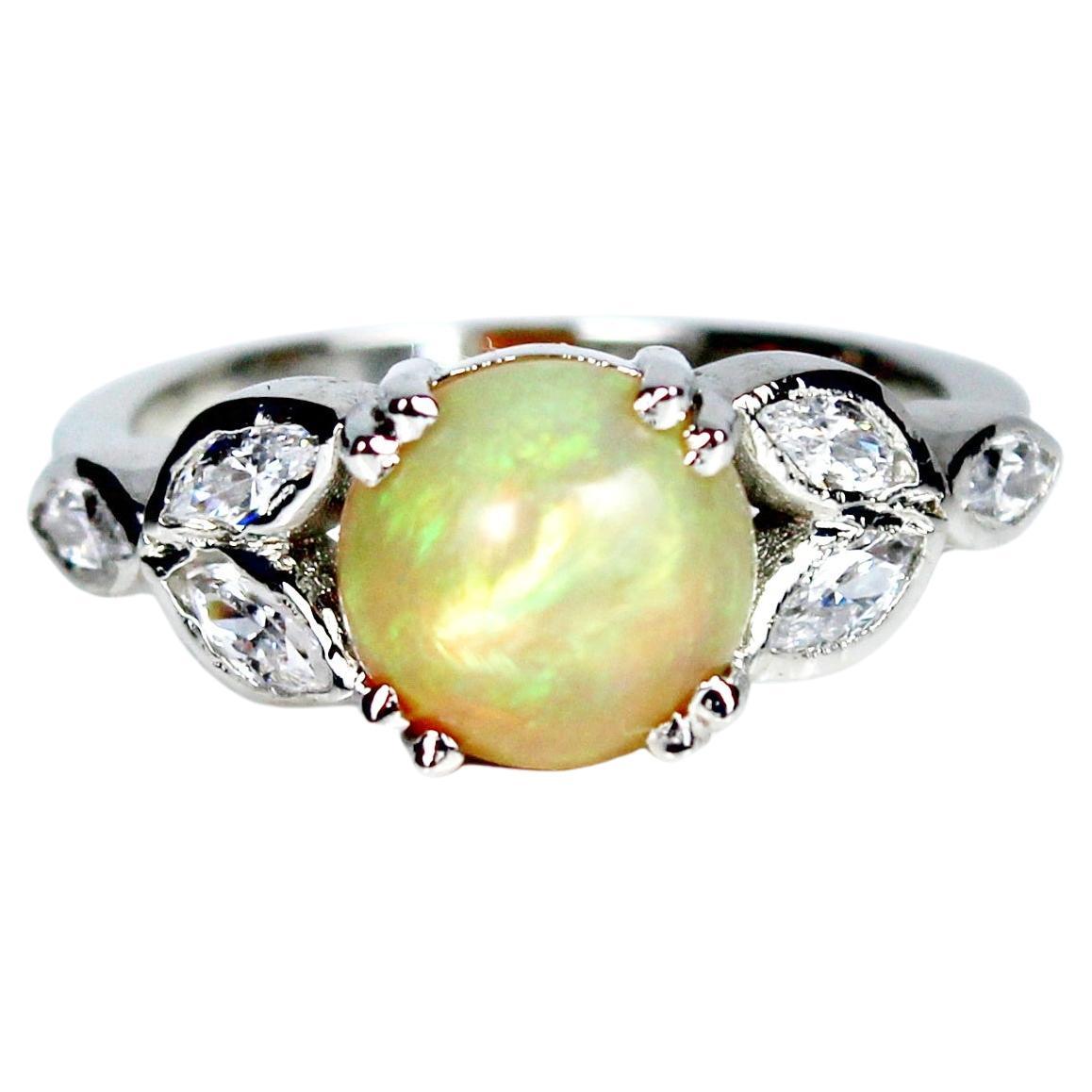 Round Natural Opal Ring