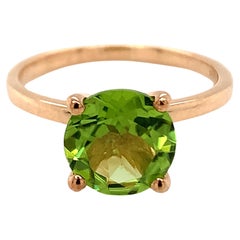 Round Natural Peridot Rose Gold Over Sterling Silver Ring