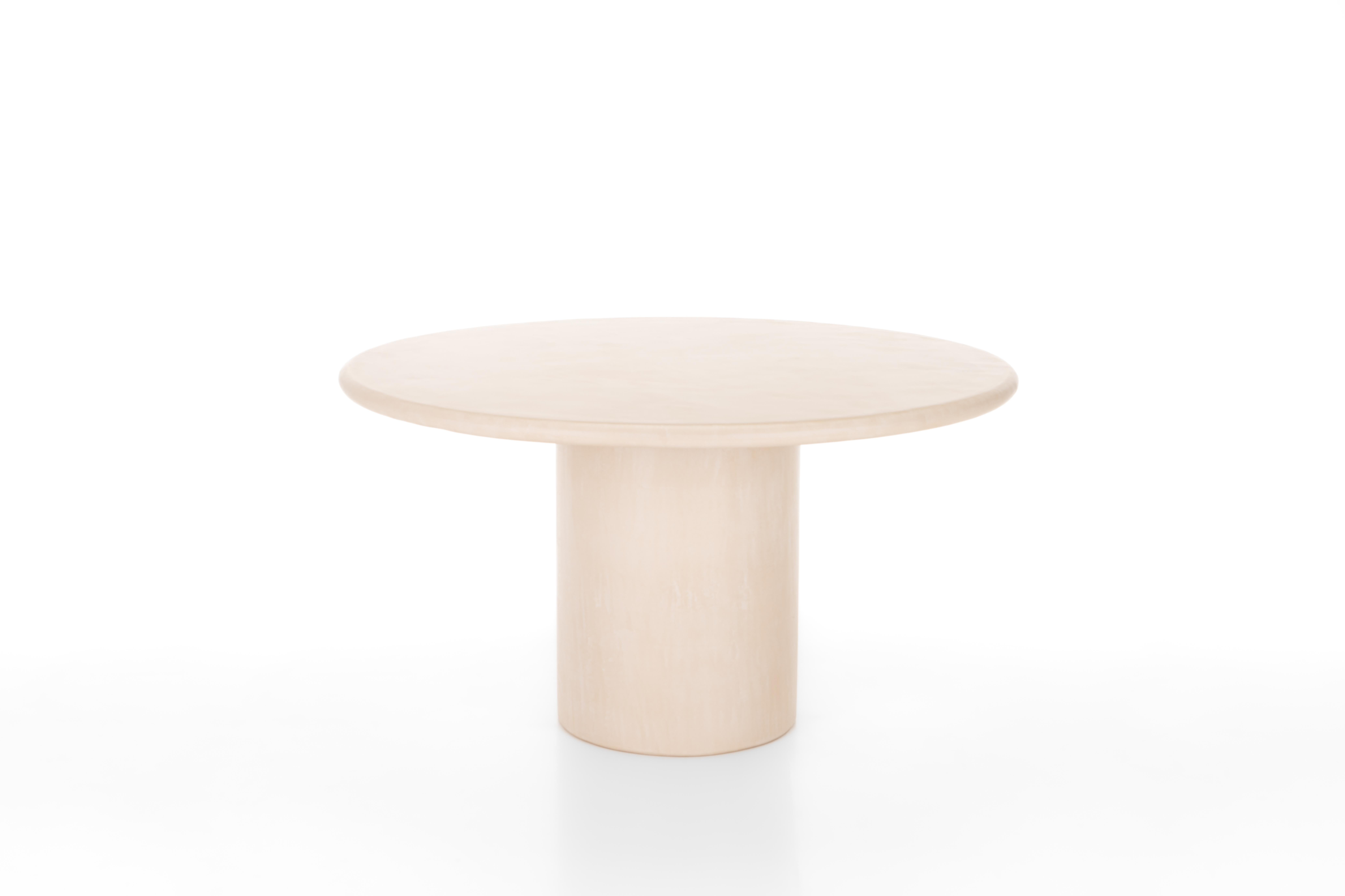 Contemporary Belgian design, handmade natural plaster table with a textured and earthy character.

Indoor use (price outdoor +10%)

Latin adjective “columna” /koˈlum. na/: column, pillar

The Column dining table is handcrafted with multiple layers
