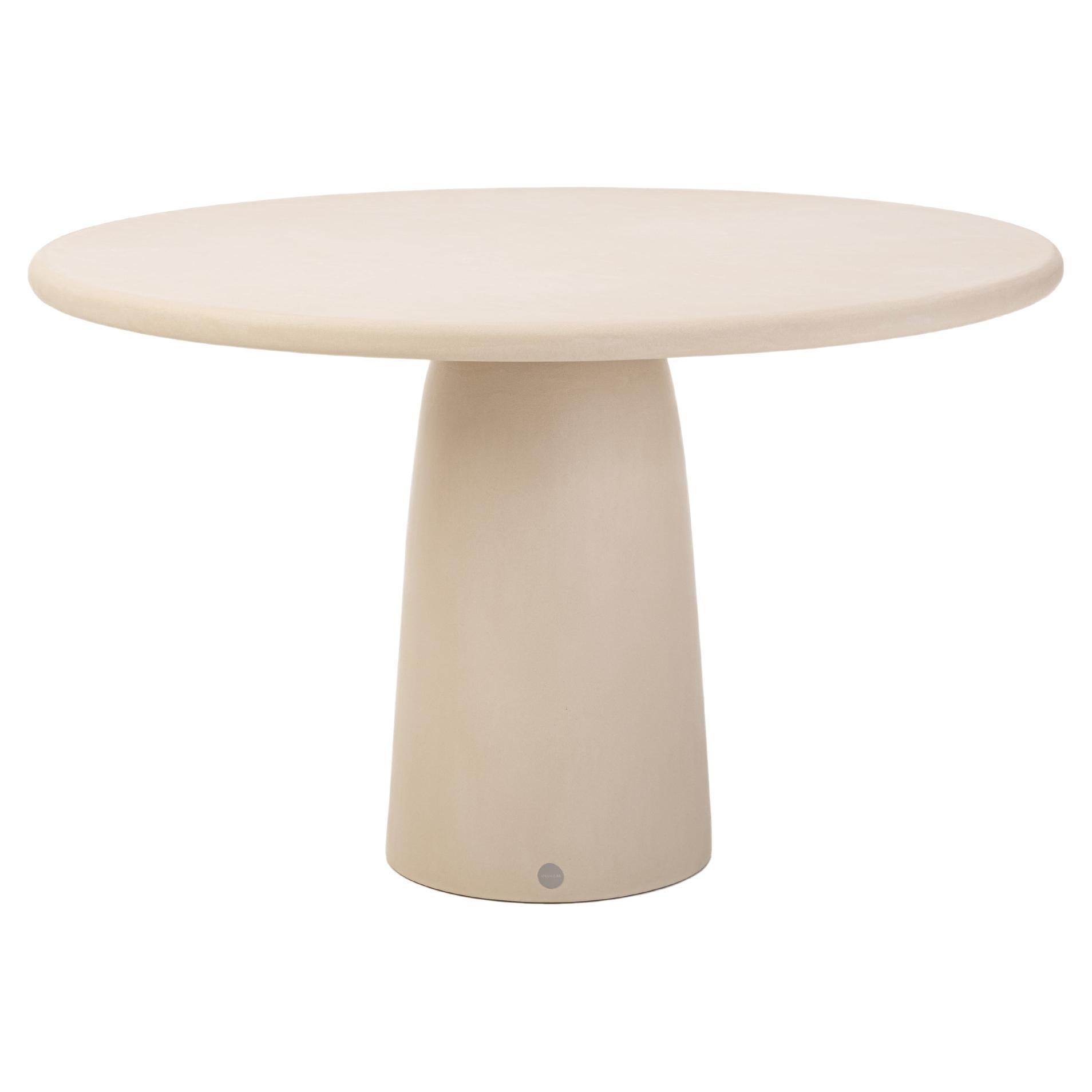 Contemporary Round Natural Plaster "Menhir" Table 120cm by Isabelle Beaumont For Sale