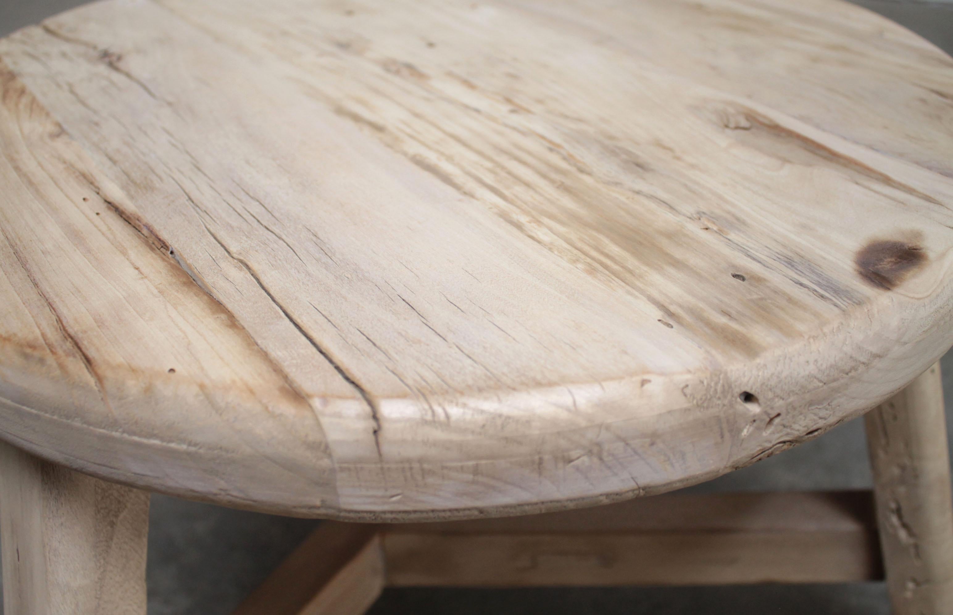 Round Natural Side Table Made from Reclaimed Elmwood 1