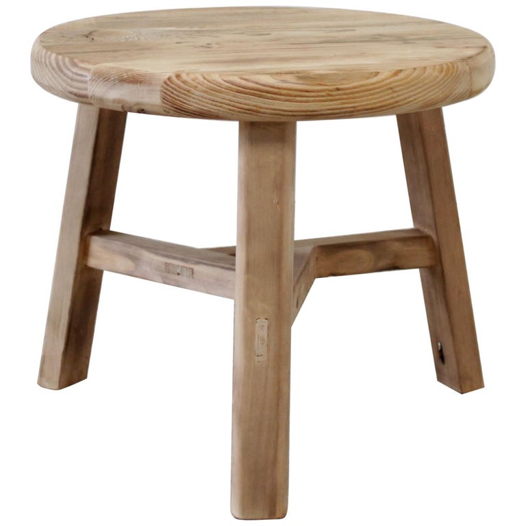 Round Natural Side Table Made from Reclaimed Elmwood at 1stDibs
