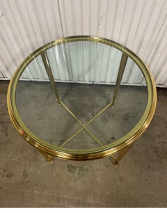 Runder neoklassizistischer Beistelltisch aus massivem Messing von Jansen