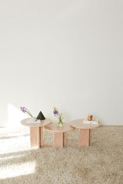 Round Nesting Table in Oriental Pink Marble