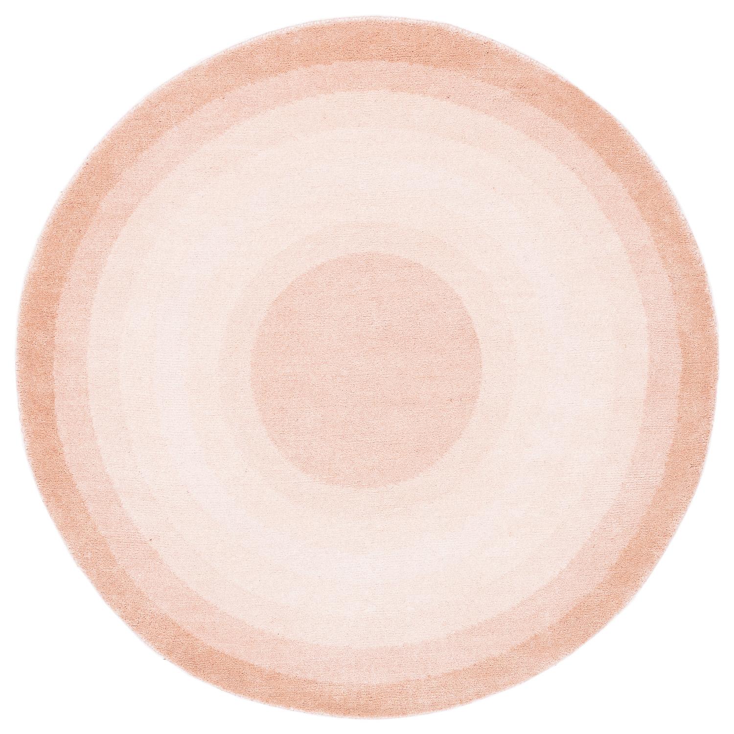 Round Neutral Cream Silk Wool Accessory Rug Jacqueline Bullseye by Joseph Carini For Sale 4