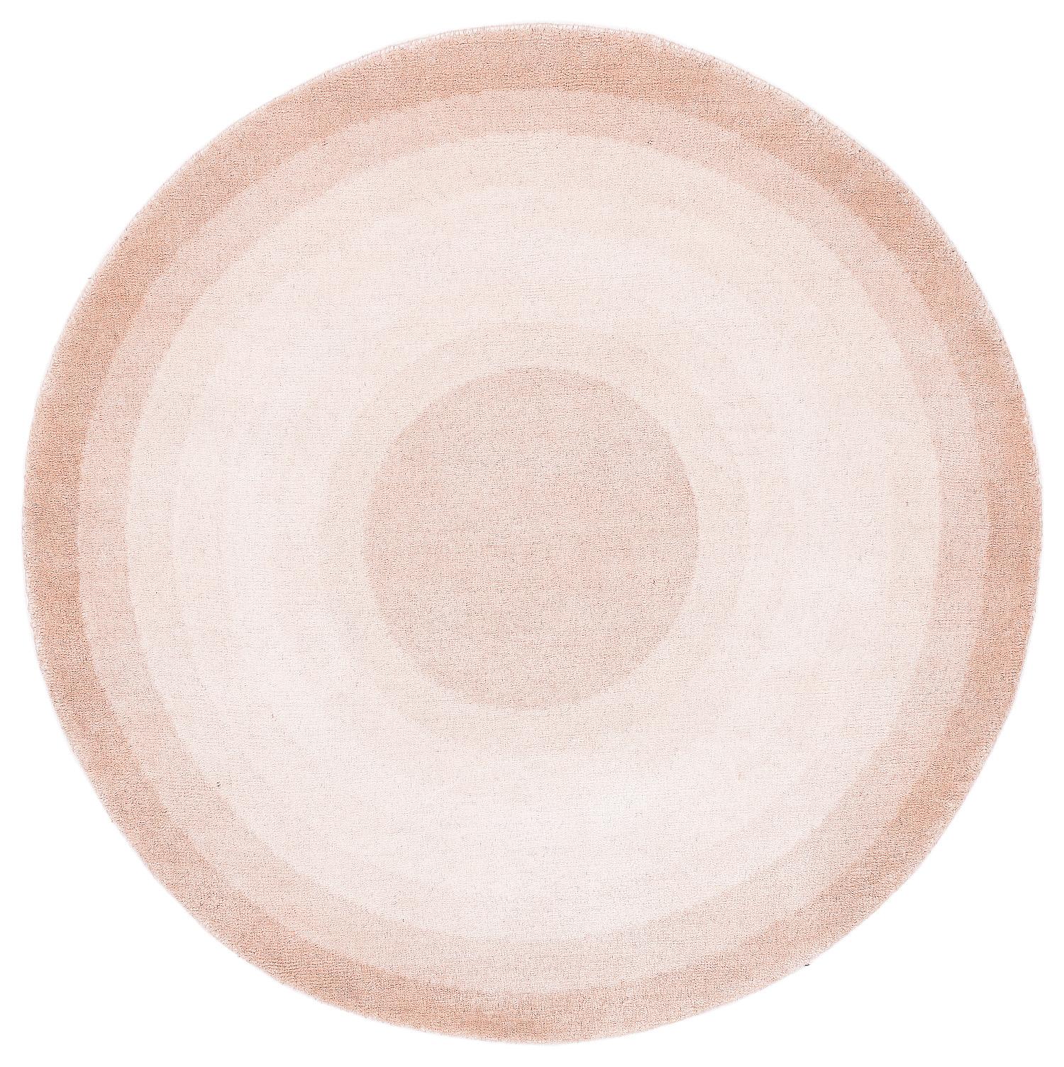 Round Neutral Cream Silk Wool Accessory Rug Jacqueline Bullseye by Joseph Carini For Sale 5