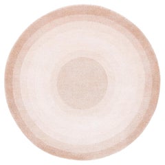 Round Neutral Cream Silk Wool Accessory Rug Jacqueline Bullseye by Joseph Carini
