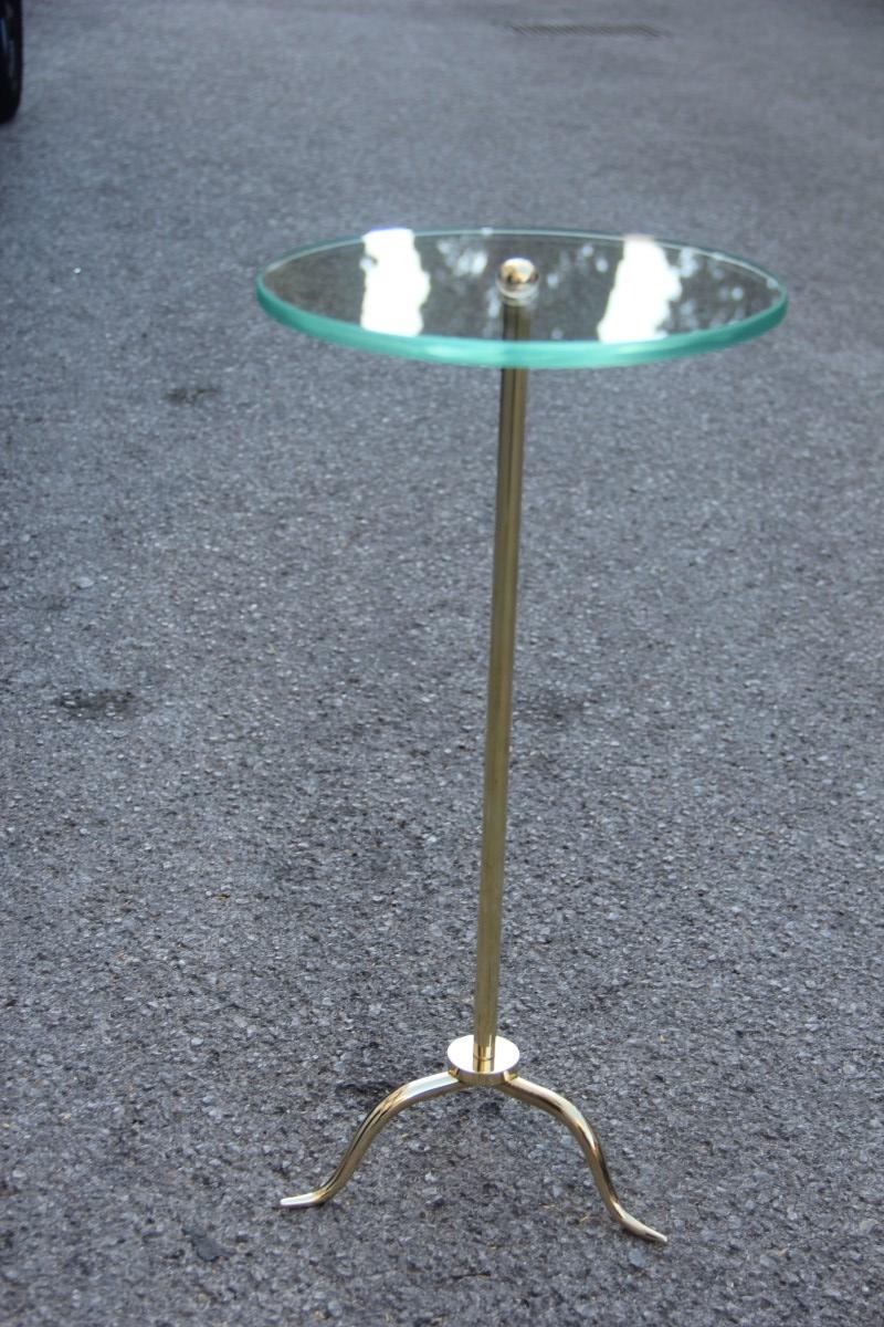 Round New Gueridon Style Midcentury Italian Design Brass Sculpture Feet Gold For Sale 2