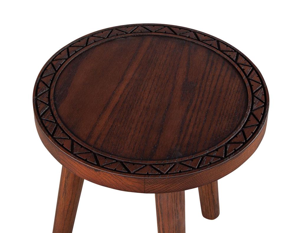 Mid-Century Modern Round Oak Accent Table by Ellen Degeneres Villa Drinks Table For Sale