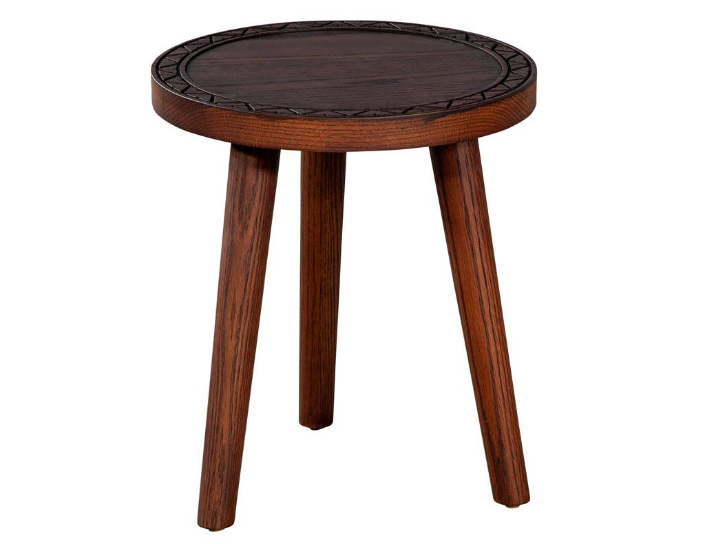 American Round Oak Accent Table by Ellen Degeneres Villa Drinks Table For Sale