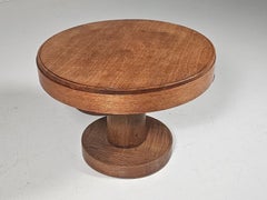 Round oak and teak Amsterdamse School side table, The Netherlands, 1930s