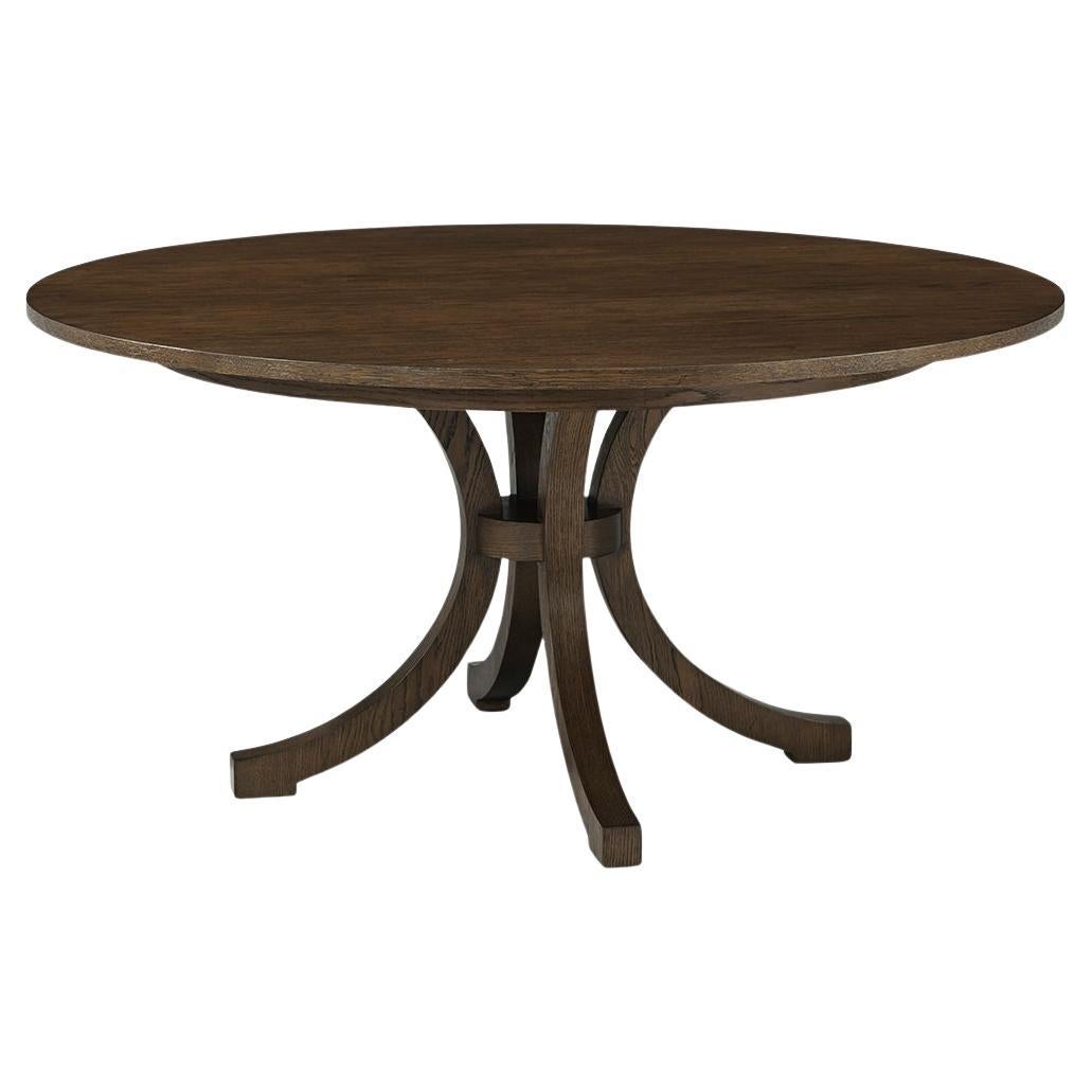 Table de salle à manger côtier ronde en chêne