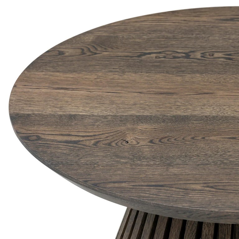 Round Oak Coffee Table, Charcoal / Black For Sale at 1stDibs