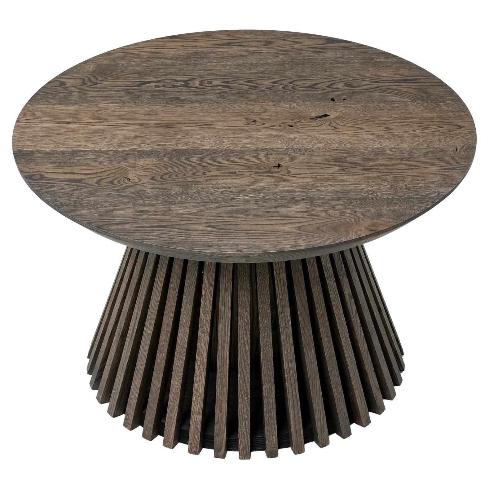 Round Oak Coffee Table, Charcoal / Black