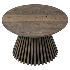 Round Oak Coffee Table, Charcoal / Black