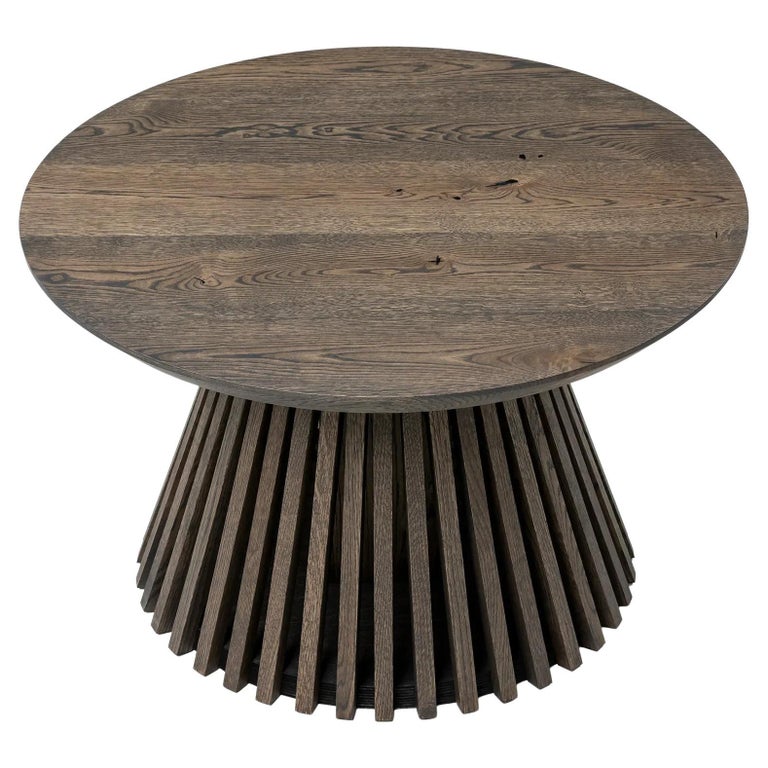 Round Oak Coffee Table, Charcoal / Black For Sale at 1stDibs