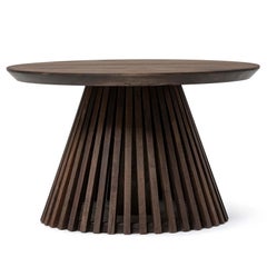 Round Oak Coffee Table, Chocolate, Wood Leg