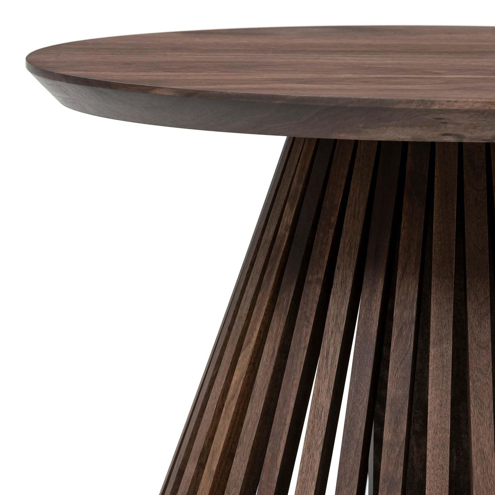 European Round Oak Coffee Table, Chocolate, Wood Leg For Sale