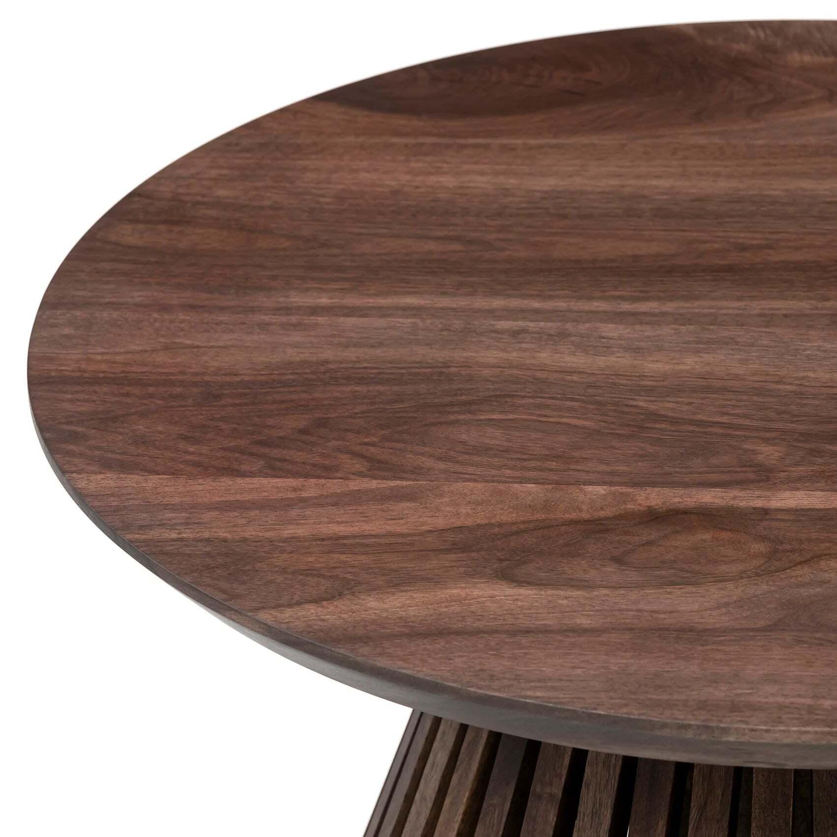 Round Oak Coffee Table, Chocolate, Wood Leg In New Condition For Sale In London, GB