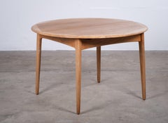 Round Oak Dining Table by Svend Aage Madsen for K. Knudsen, Denmark, 1960s