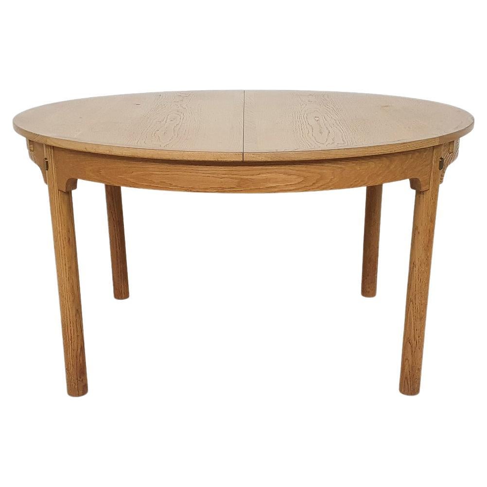 Round oak extendable dining table by Borge Mogensen for Karl Andersson, Denmark 