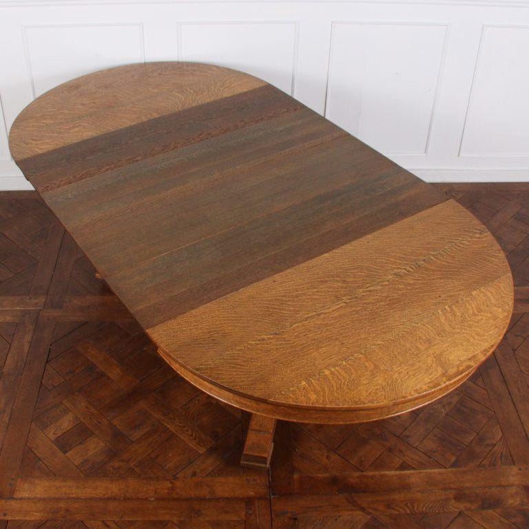 Round Oak Extending Dining Table At 1stdibs