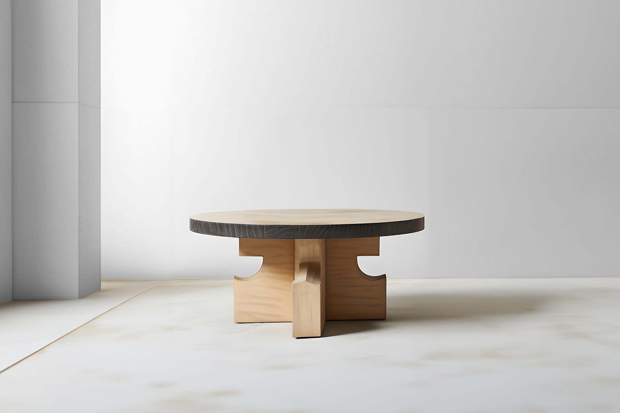 Round Oak Fundamenta Table 63 Geometric Flair, Contemporary Look by NONO

Sculptural coffee table made of solid wood with a natural water-based or black tinted finish. Due to the nature of the production process, each piece may vary in grain,