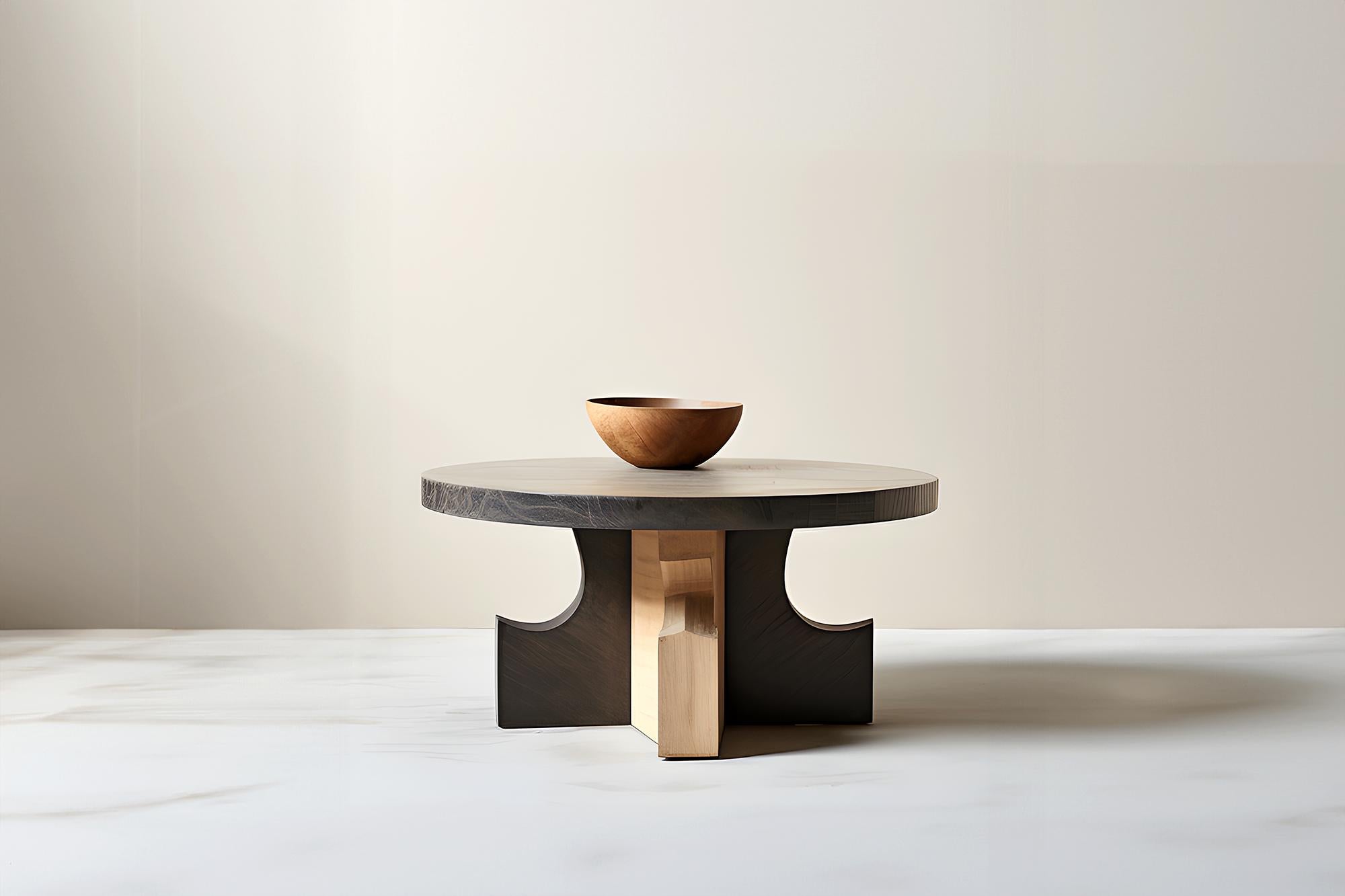 Mexican Round Oak Fundamenta Table 63 Geometric Flair, Contemporary Look by NONO For Sale
