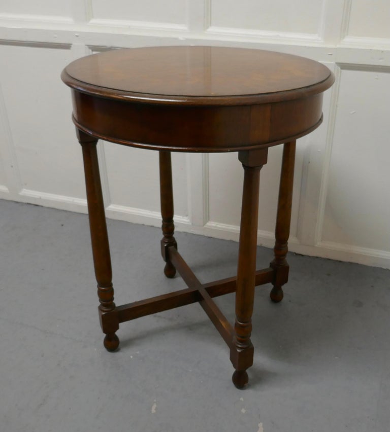 Round Oak Occasional Table, with X Stretcher at 1stDibs
