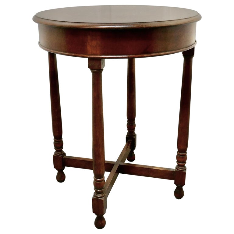 Round Oak Occasional Table, with X Stretcher at 1stDibs