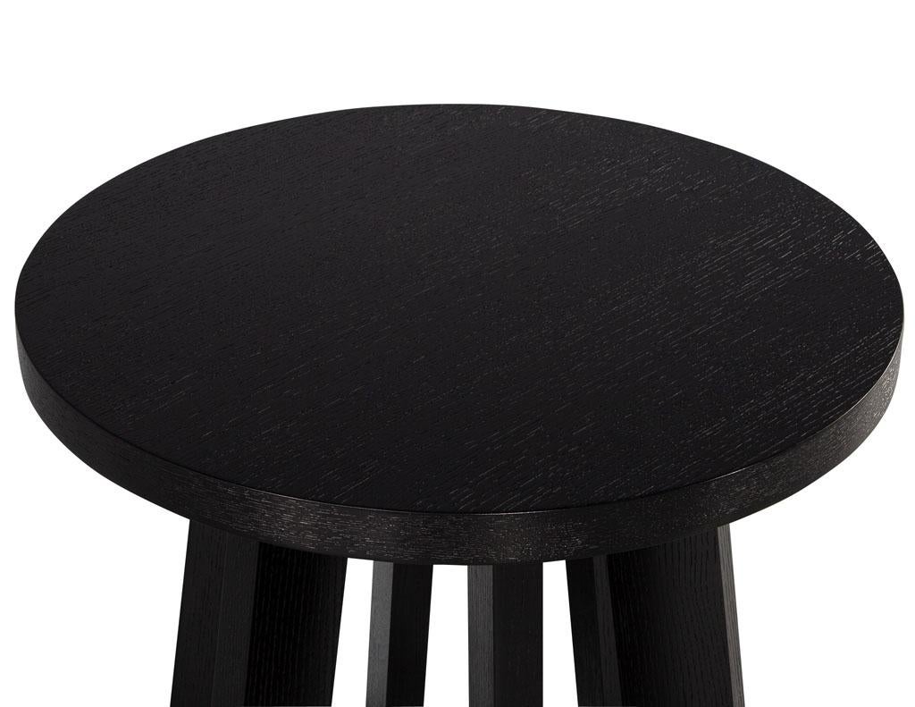 American Round Oak Side Table in Black Cerused Finish For Sale