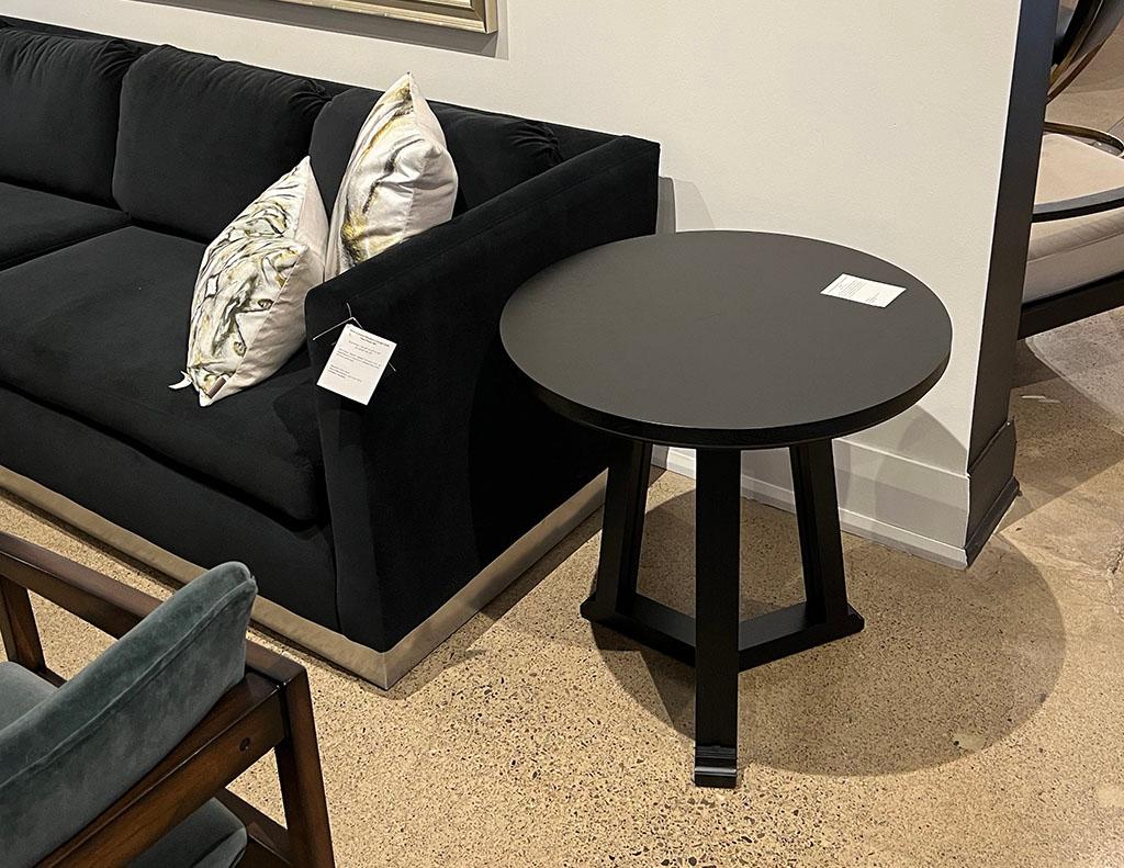 Round Oak Side Table in Cerused Black Finish For Sale 7