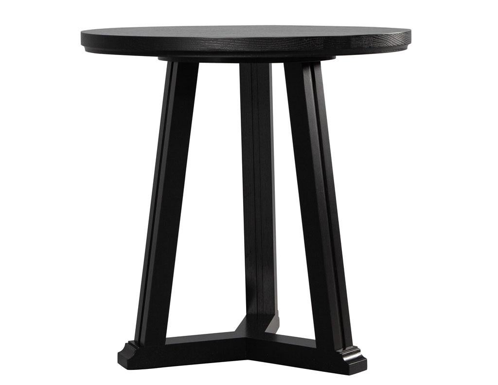 American Round Oak Side Table in Cerused Black Finish For Sale