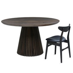 Round Oak Table, Charcoal