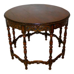 Carved Round Oak Table, circa 1900