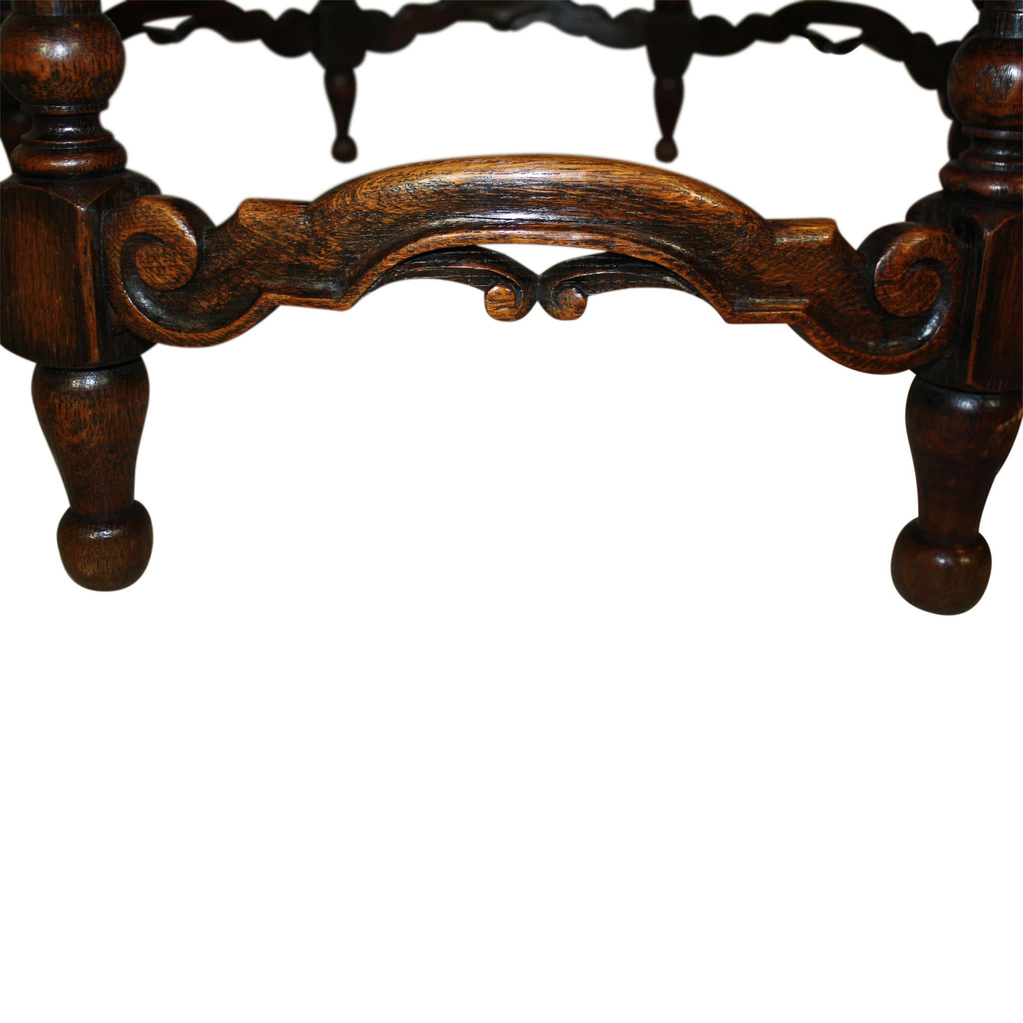 Carved Round Oak Table, circa 1900 For Sale