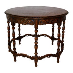 Antique Round Oak Table, circa 1900