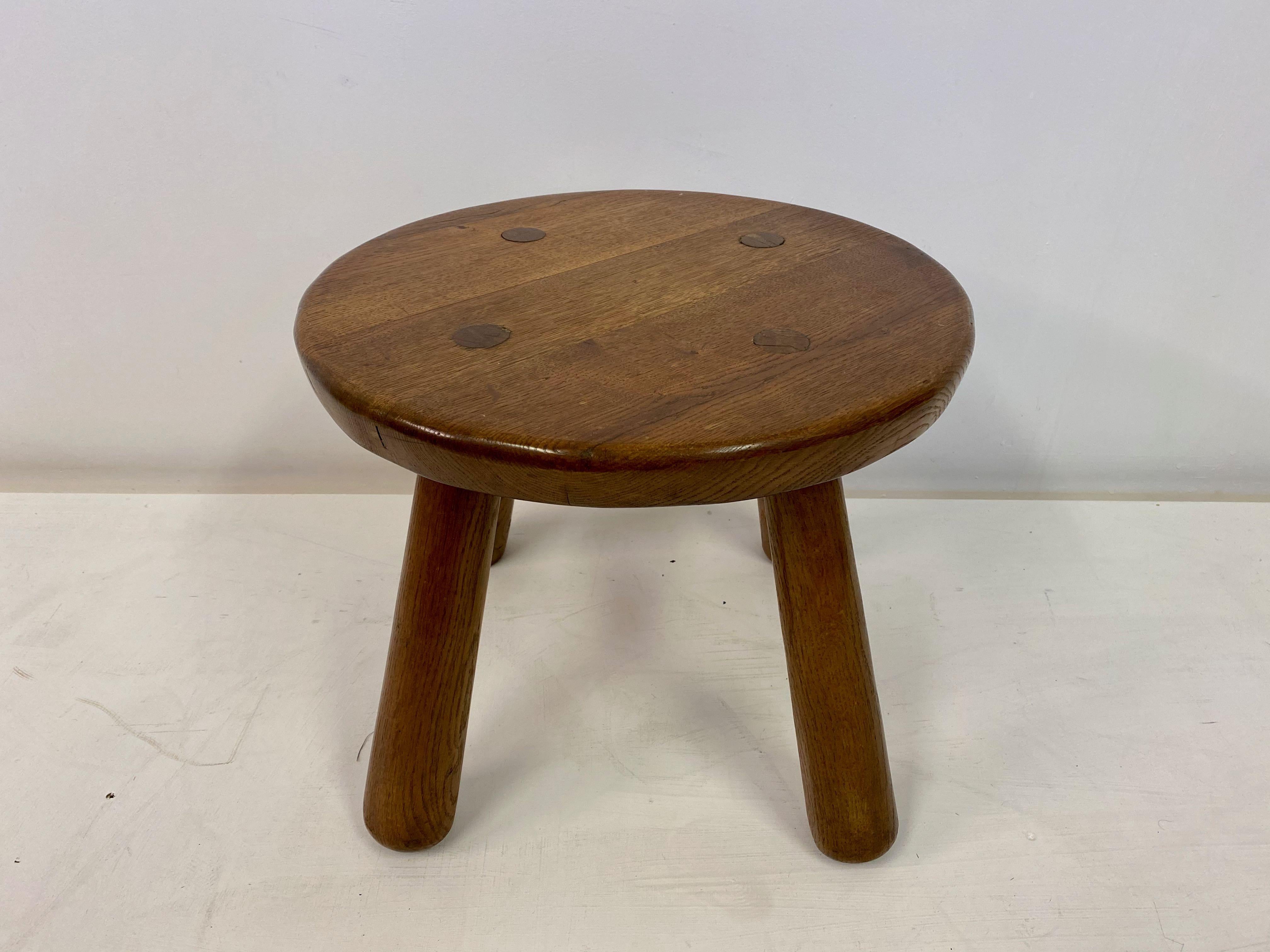 Belgian Round Oak Table in the Style of Philip Arctander