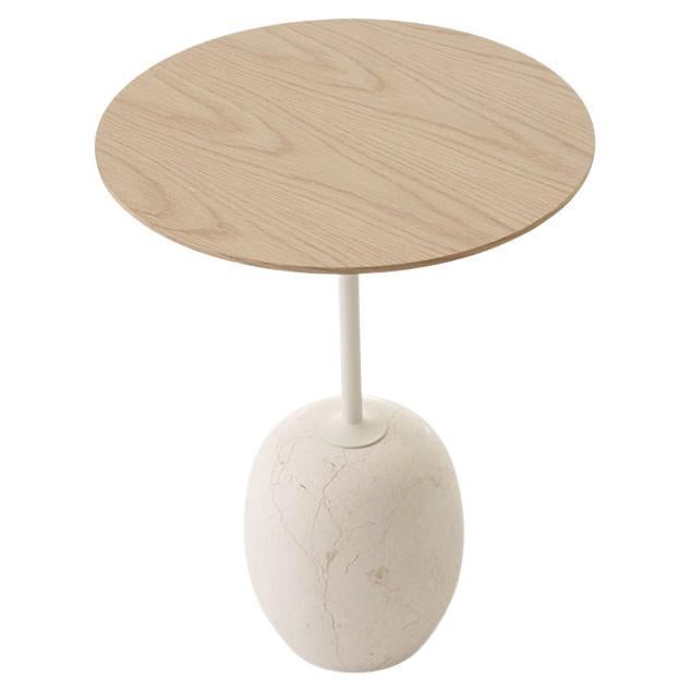 Round Oak Top & Marble Lato Ln8 Side Table by Luca Nichetto for &Tradition For Sale