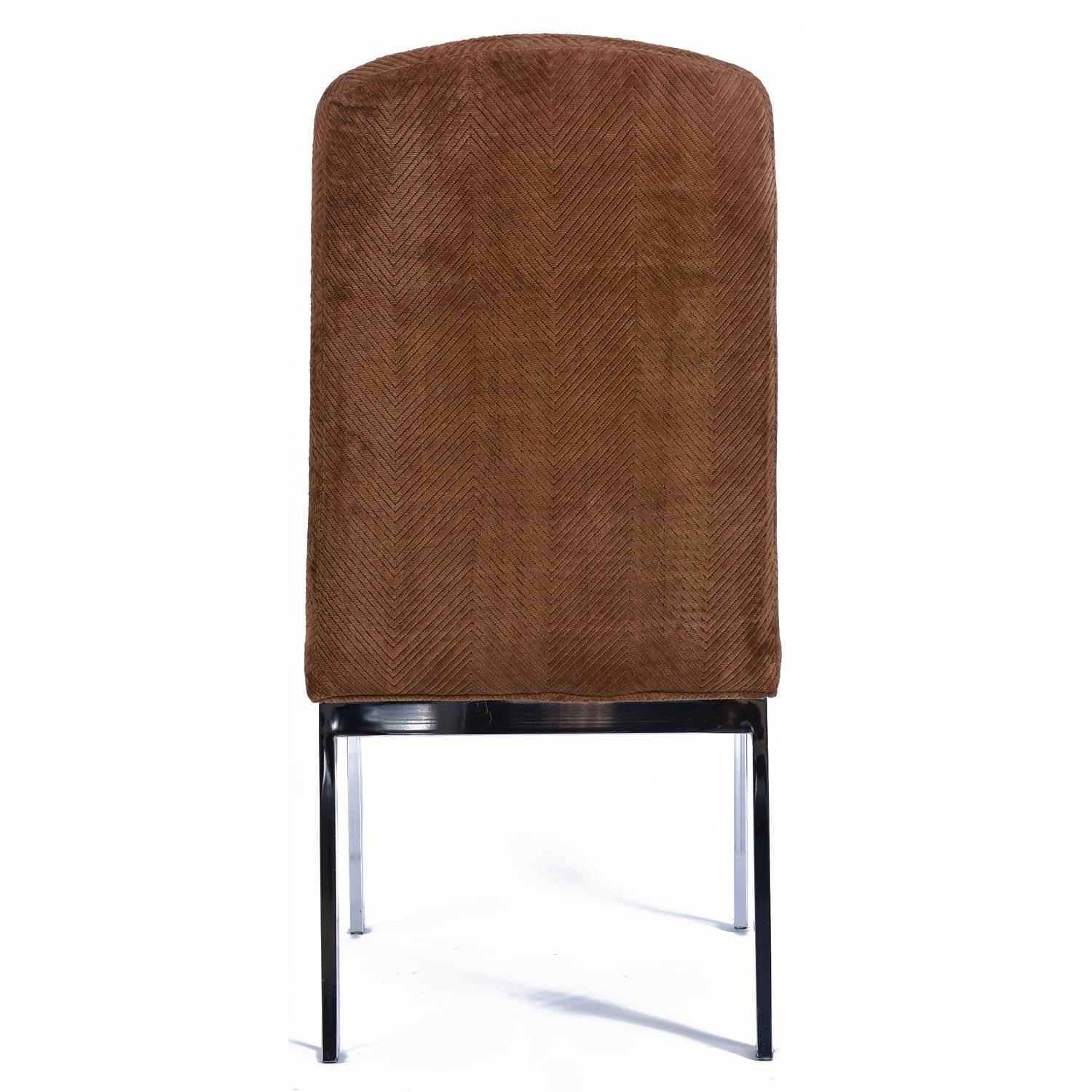 Round Oak Tulip Pedestal Table with 4 Brown and Chrome Parsons Dining Chairs 6