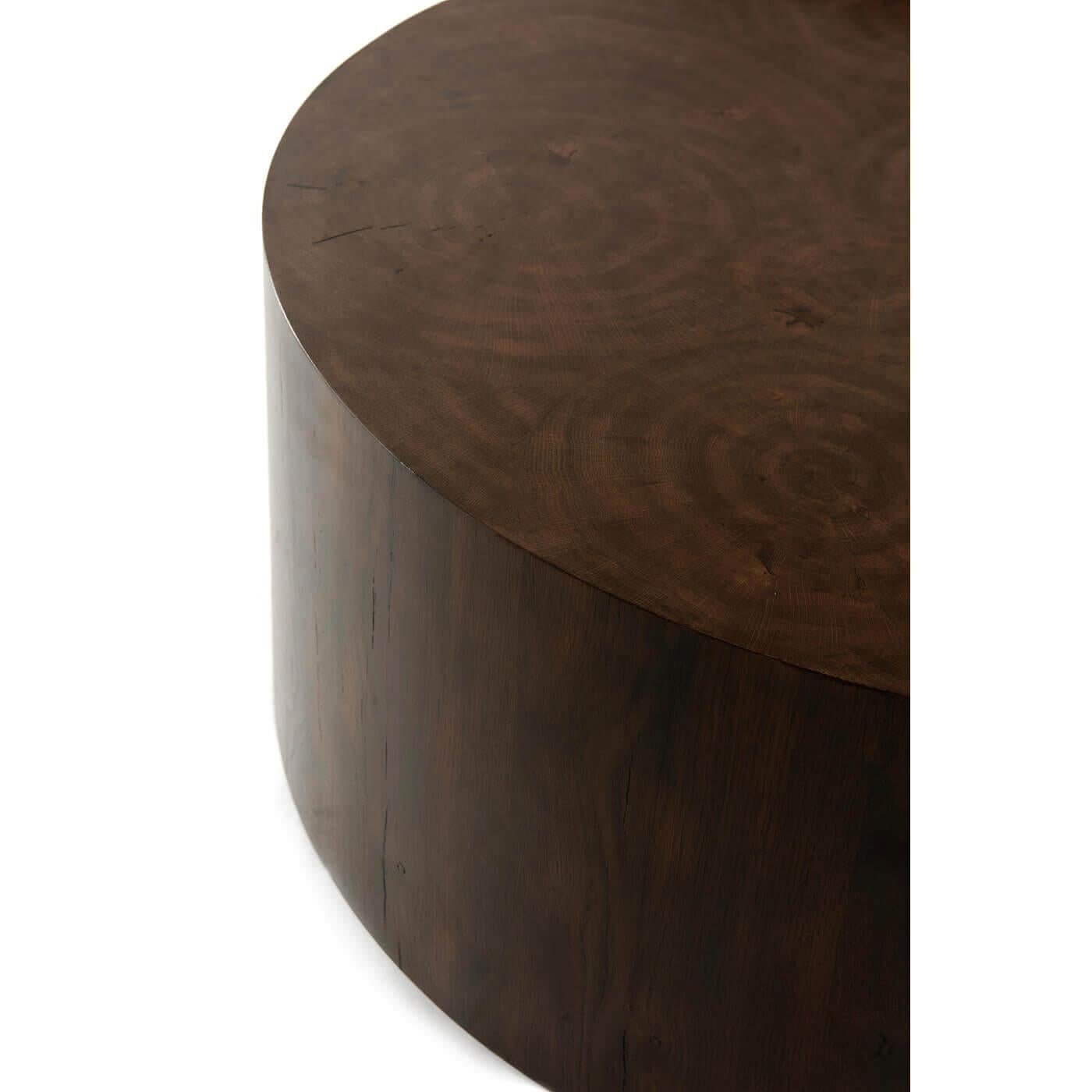 Organic Modern Round Oak Veneered Coffee Table For Sale