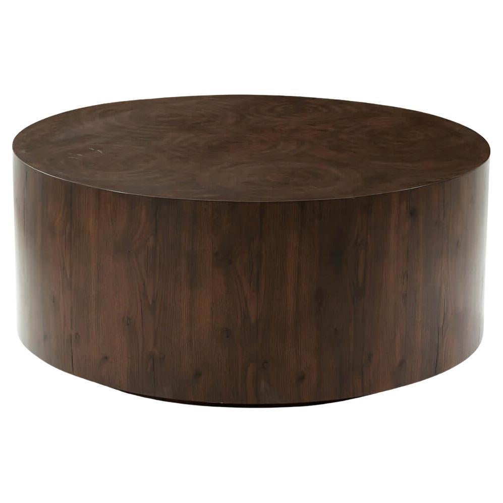 Table basse ronde en placage d'Oak Oak