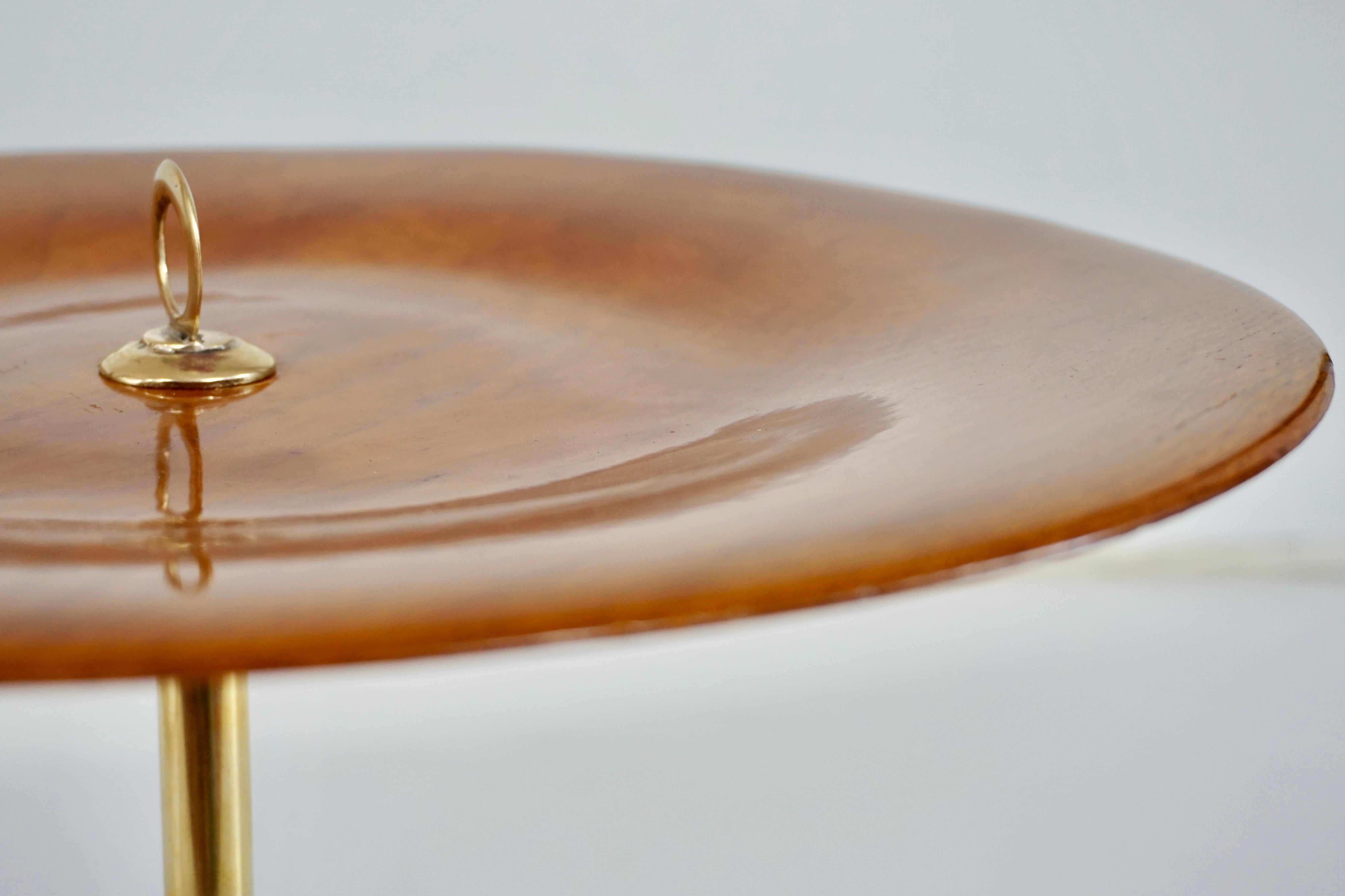 round occasional side table, ash, brass and marble C5 Lorenzo Ciompi, 2025 For Sale 3