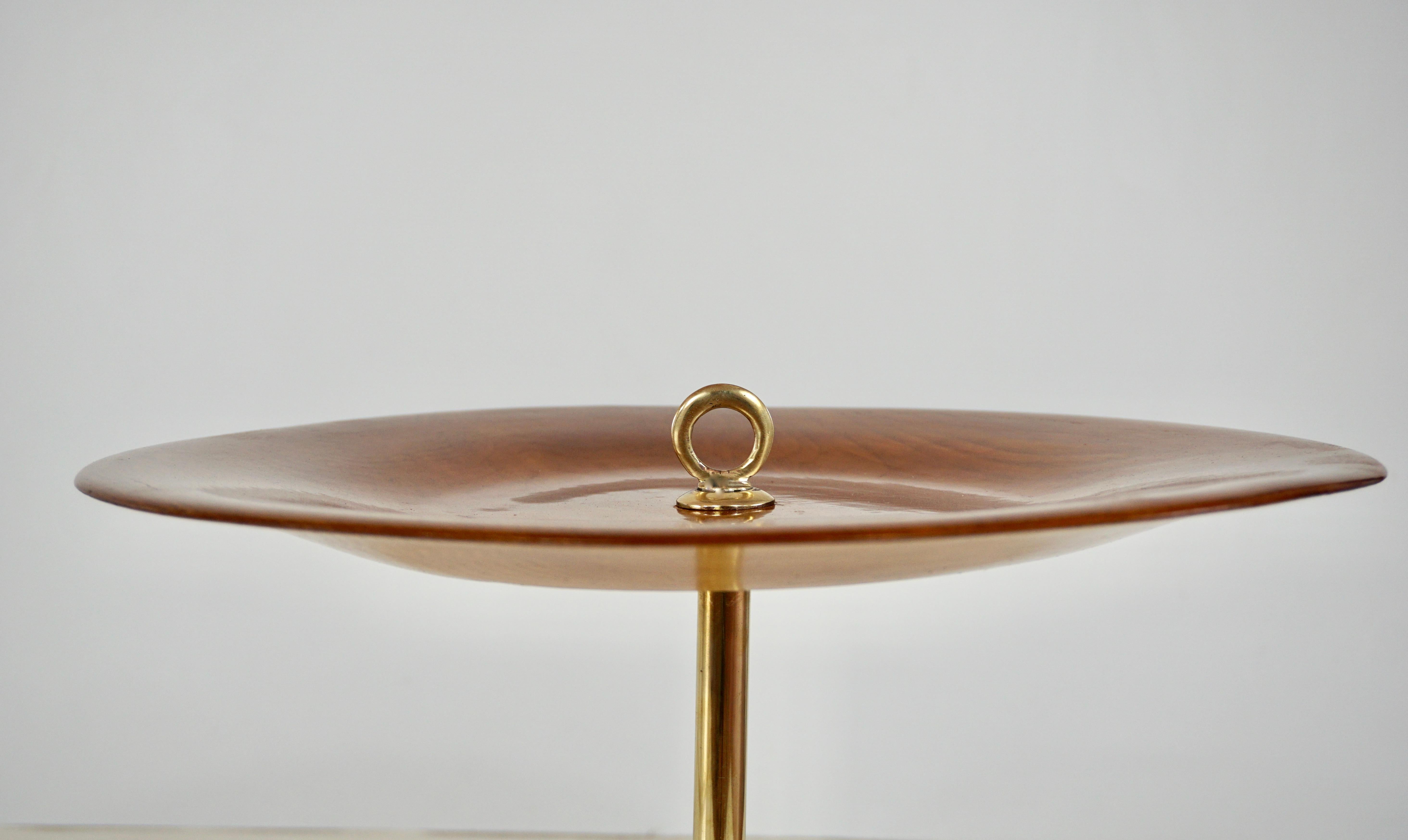 Contemporary round occasional side table, ash, brass and marble C5 Lorenzo Ciompi, 2025 For Sale