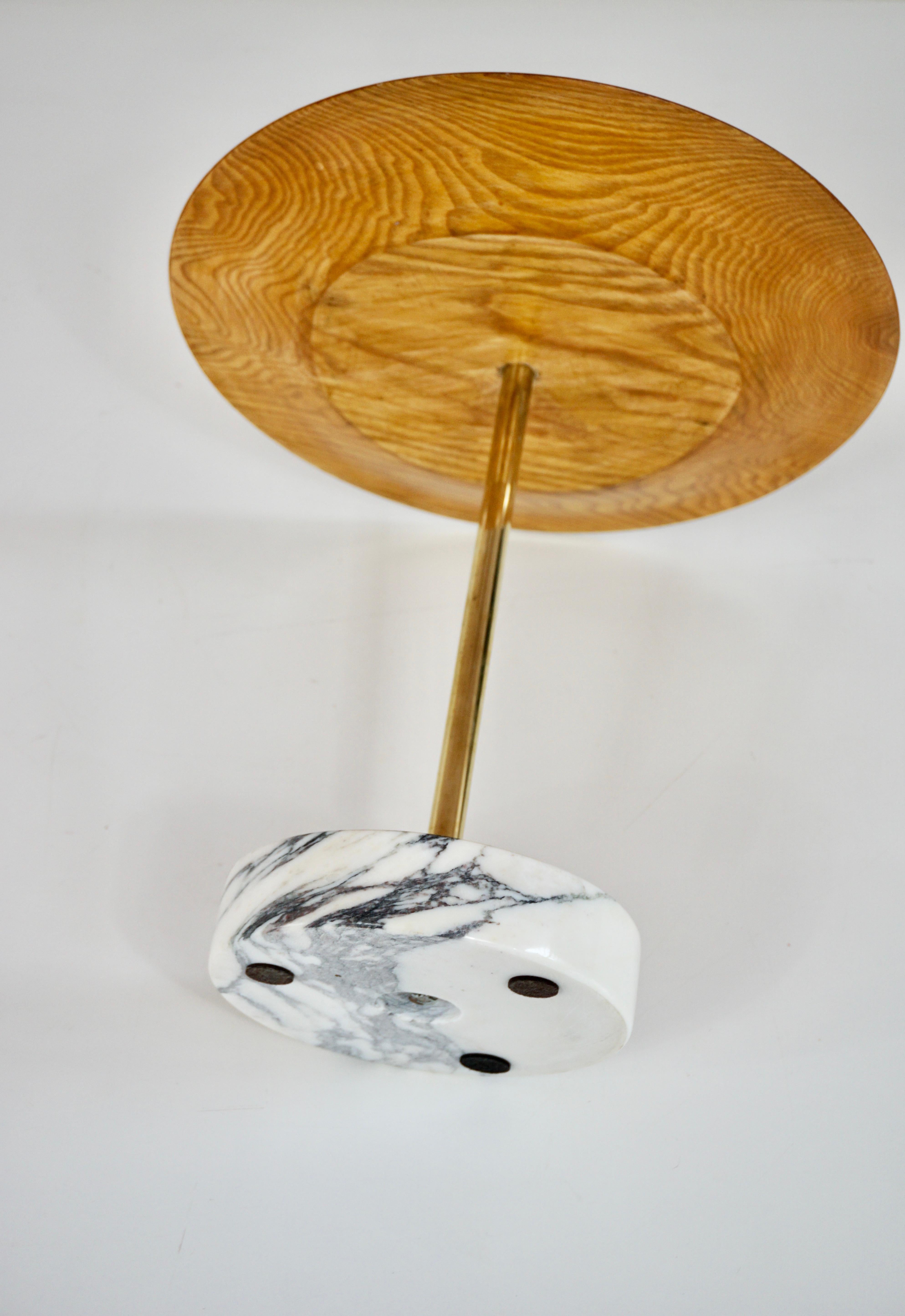 round occasional side table, ash, brass and marble C5 Lorenzo Ciompi, 2025 For Sale 2