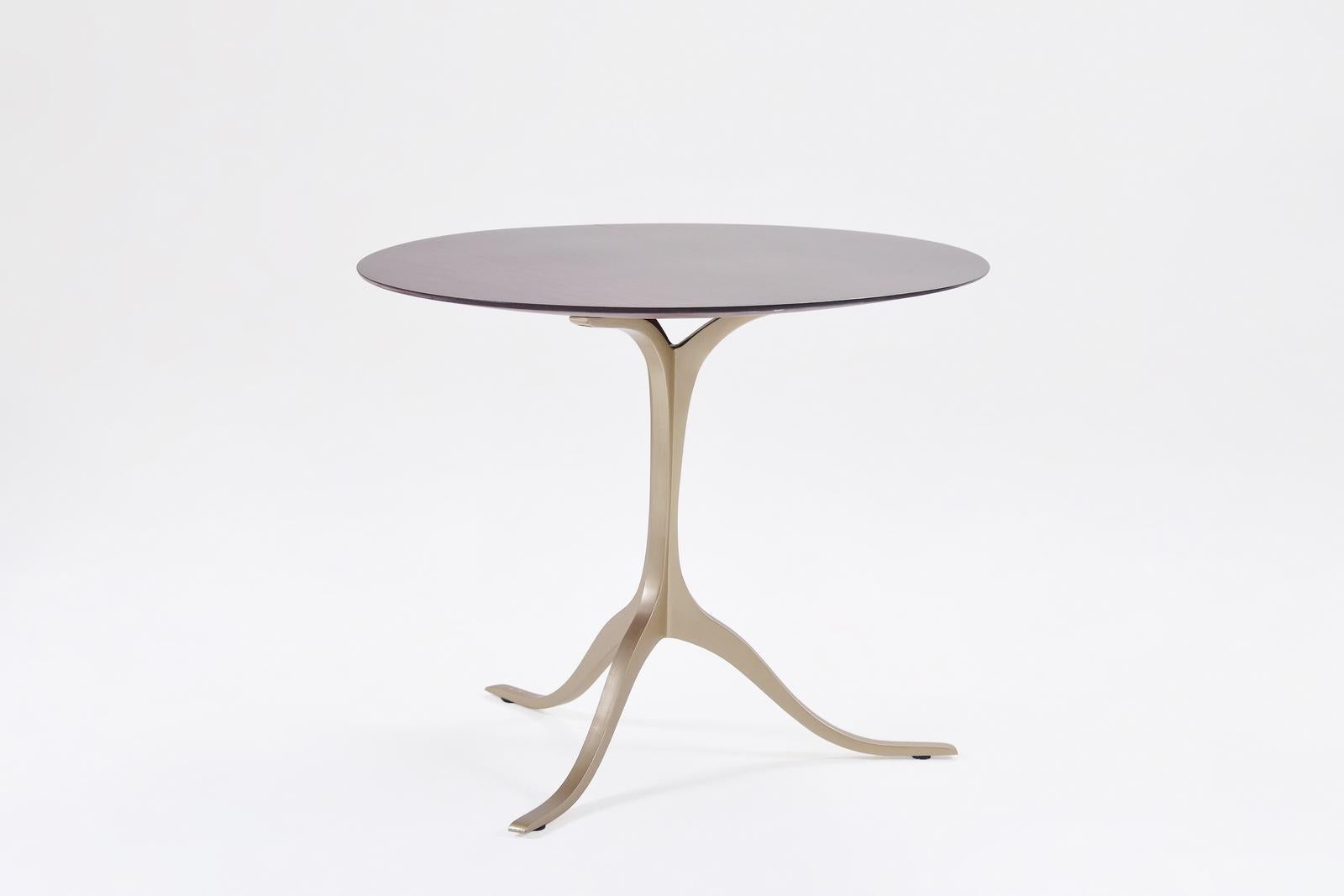 Thai Round Side Table, Reclaimed Hardwood and Brass Base, P. Tendercool 'In Stock' For Sale
